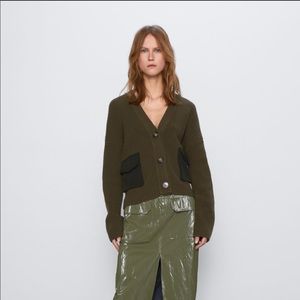 Zara combination pocket knit cardigan